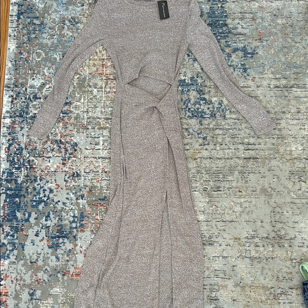 Brown and White Keyhole Knit Dress - NWT